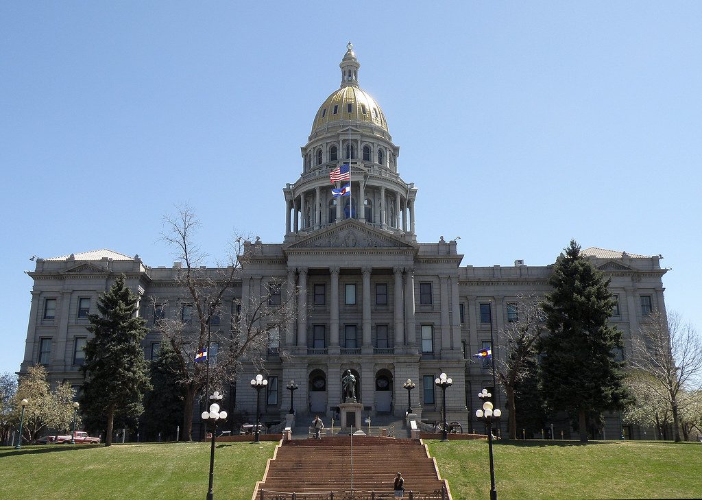 The Colorado State Capitol in Denver, with its gold-leaf dome